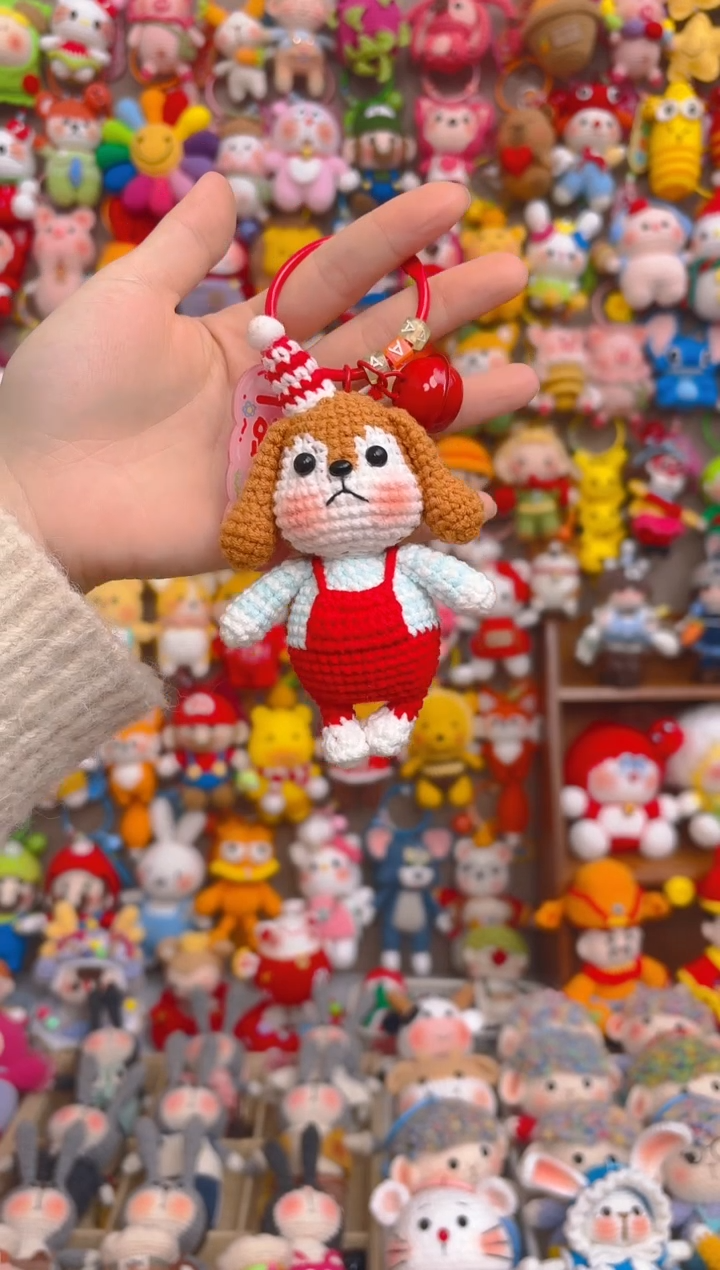 纯手工制作毛线钩织成品生日帽小狗