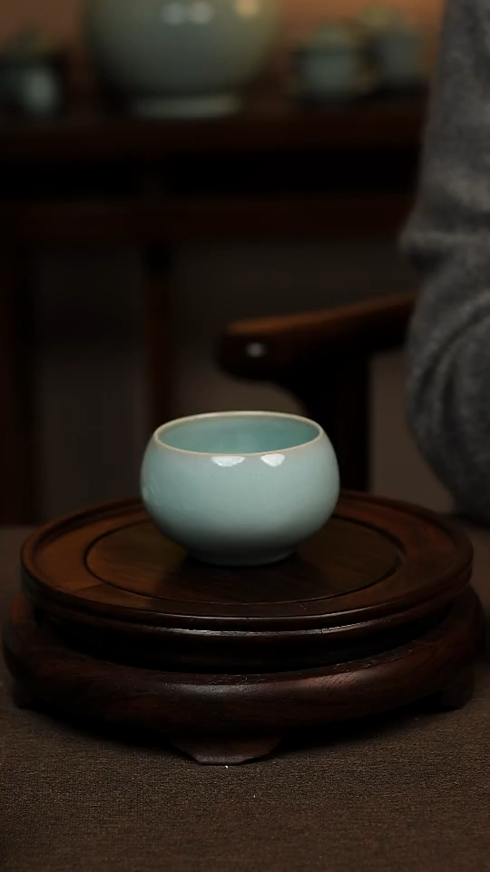 瓷片天青色禅定杯100ml微瑕不带礼盒