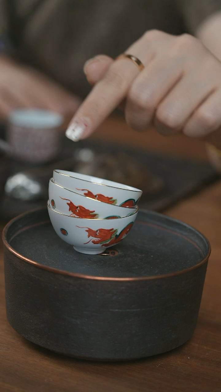 纯手绘祥龙工夫小茶杯