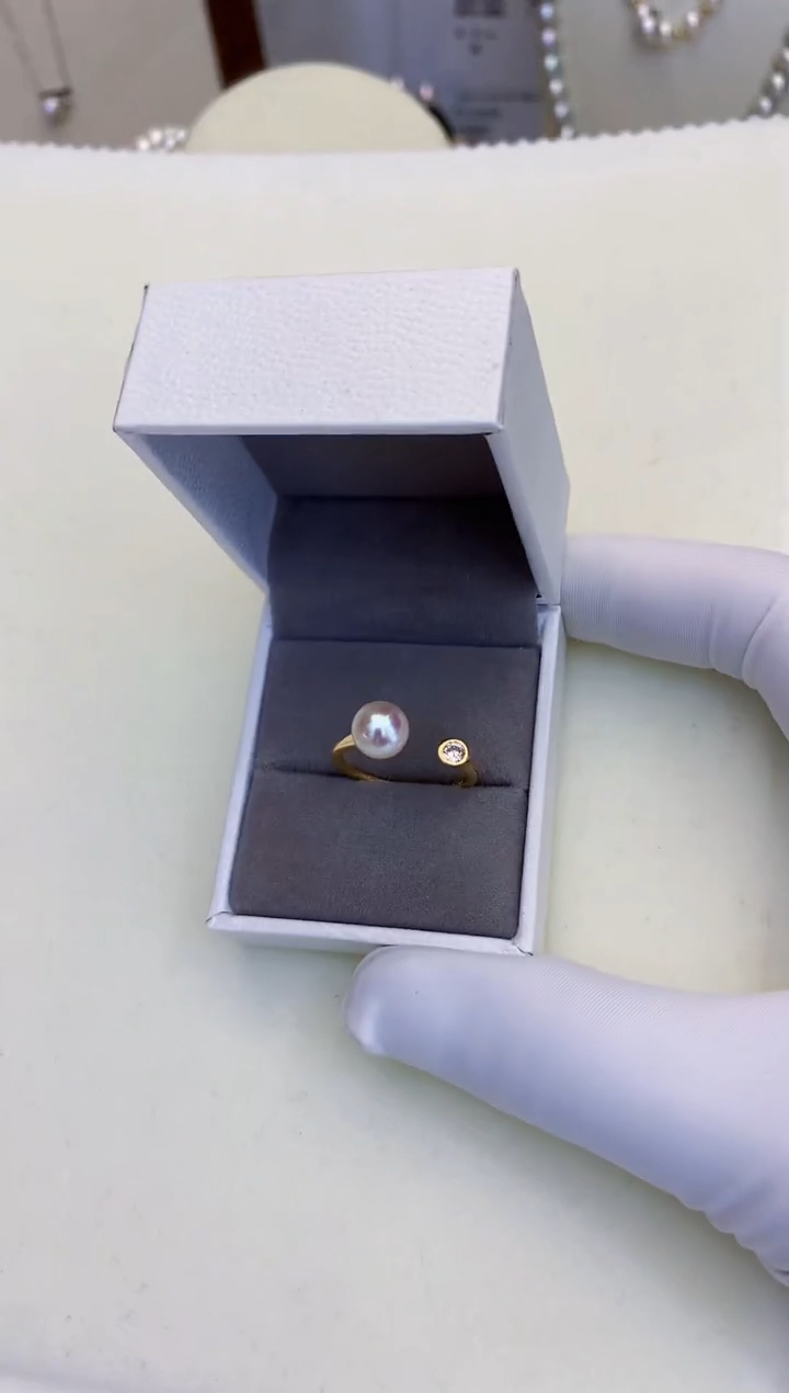 银S925镶嵌海水珍珠饰品设计款戒指