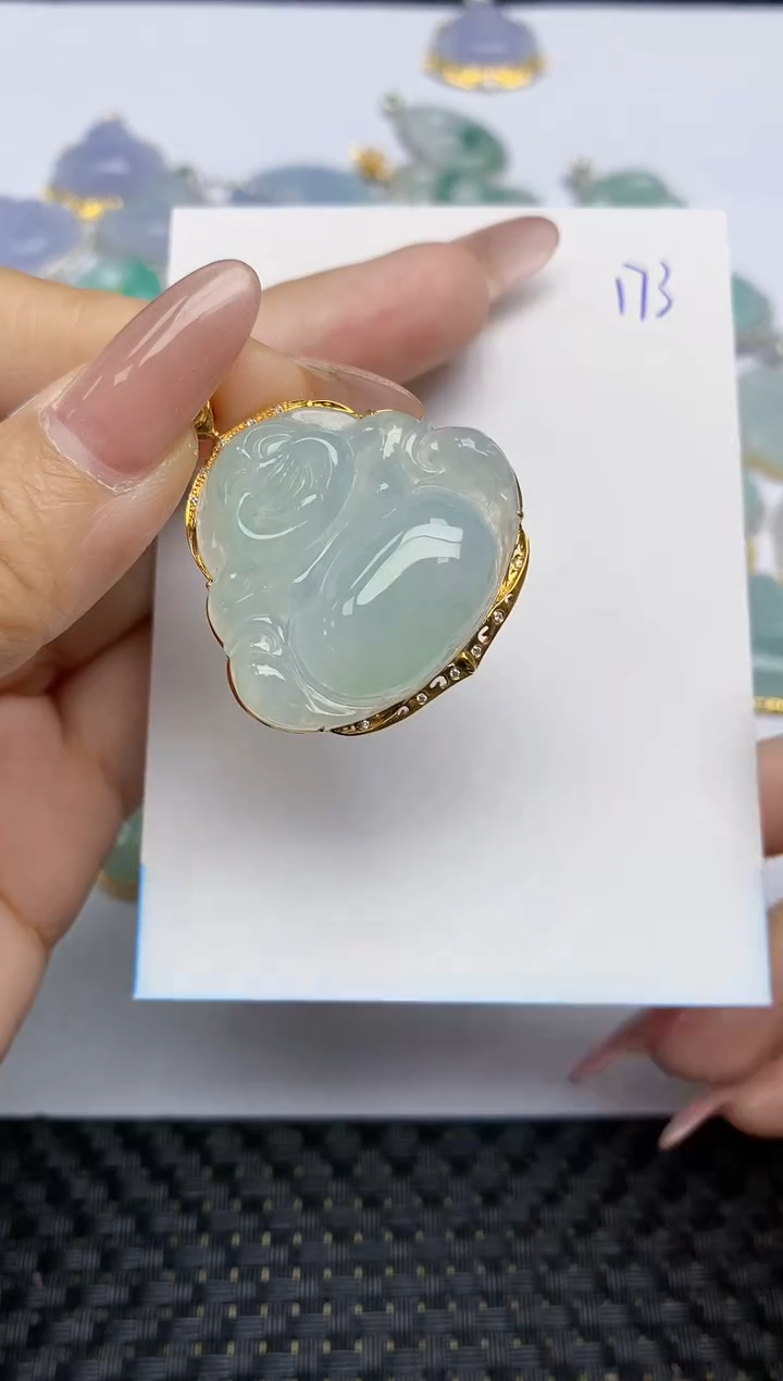 【闪购商品】翡翠颈饰18K金镶嵌天然A货翡翠 173