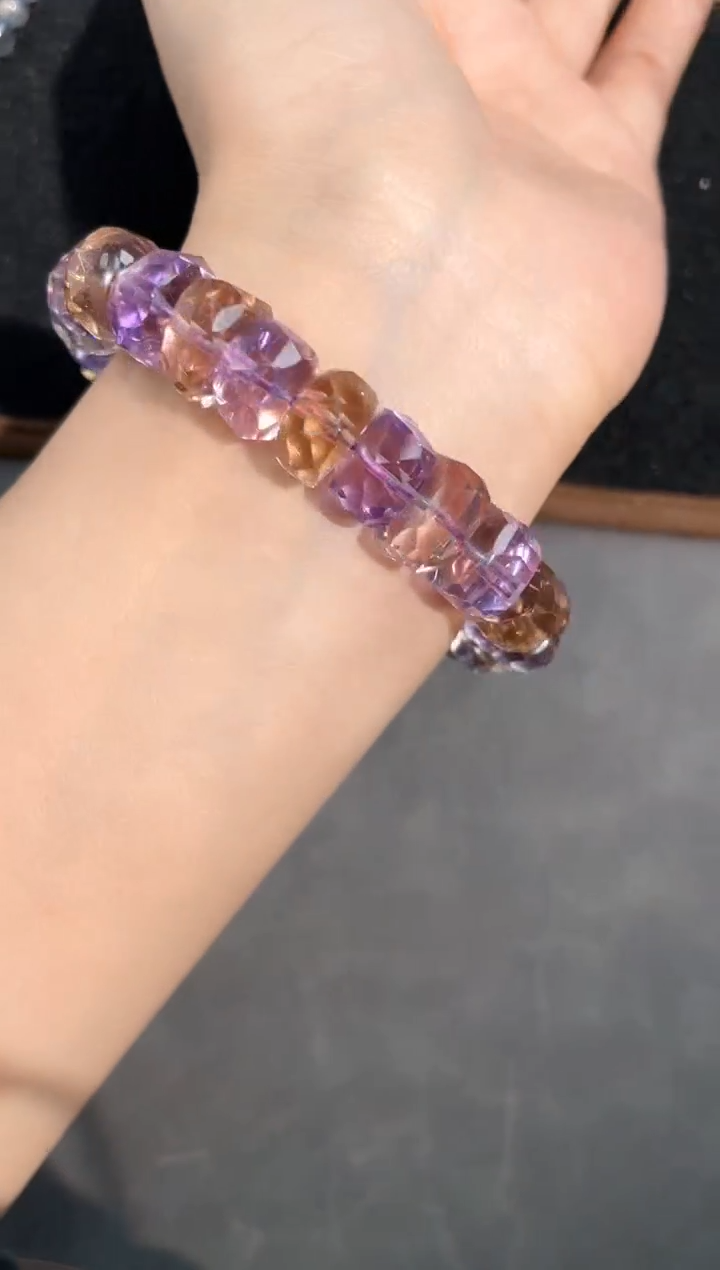 【闪购商品】水晶手链未镶嵌130号紫黄切面设计款12mm