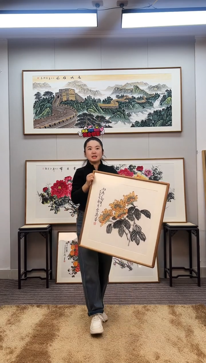 国画手绘斗方向日葵62*62厘米（2)