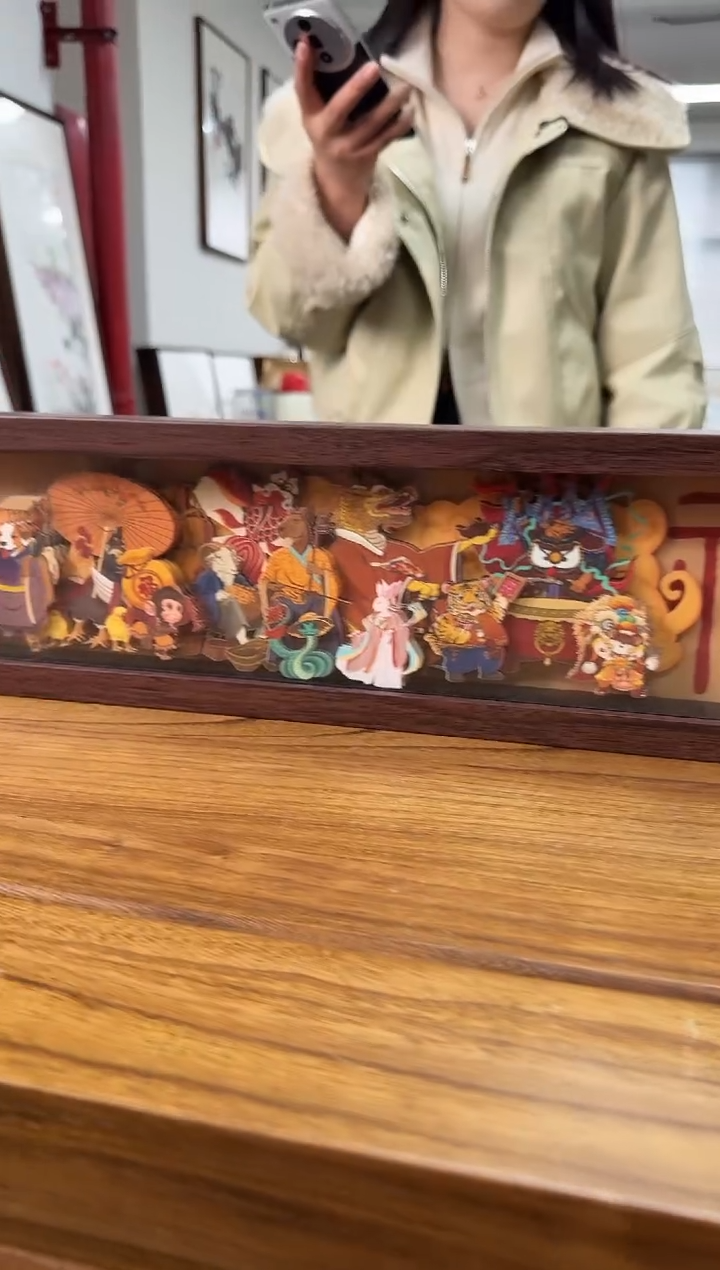 书法十二生肖剪纸3D立体画桌面摆台伴手礼