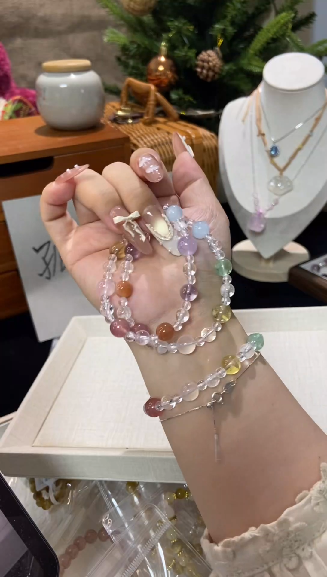 水晶手串未镶嵌孤品捡漏均匀瑕疵介意勿拍