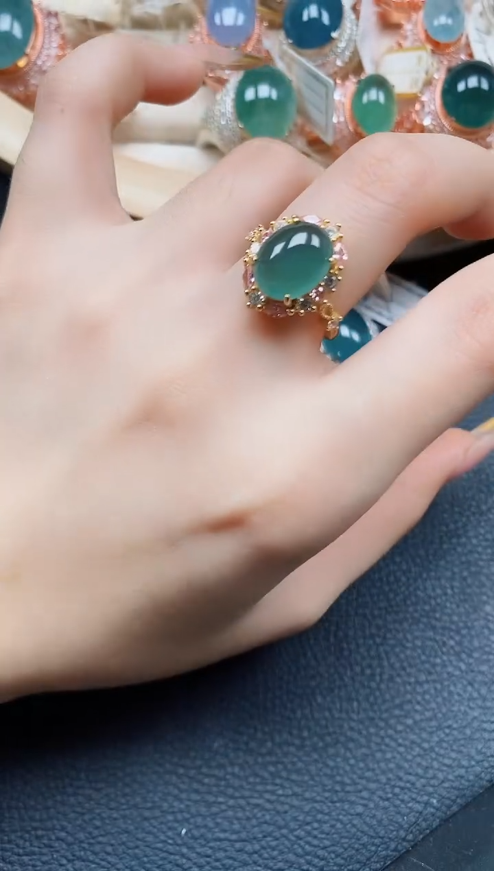 【闪购商品】翡翠戒指银S925镶嵌翡翠