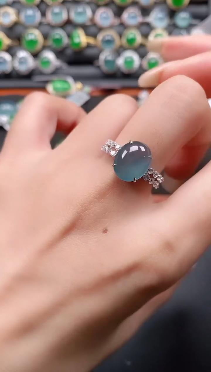 银S925镶嵌戒指翡翠111