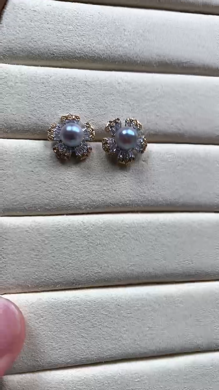 【闪购商品】海水珍珠耳饰银S925镶嵌真多麻珍珠耳钉