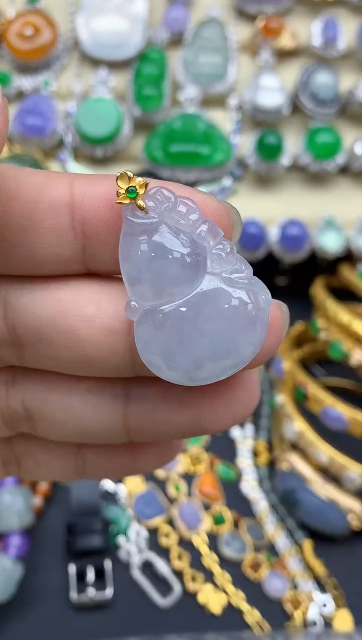 翡翠18K金镶嵌颈饰120-春日珠宝