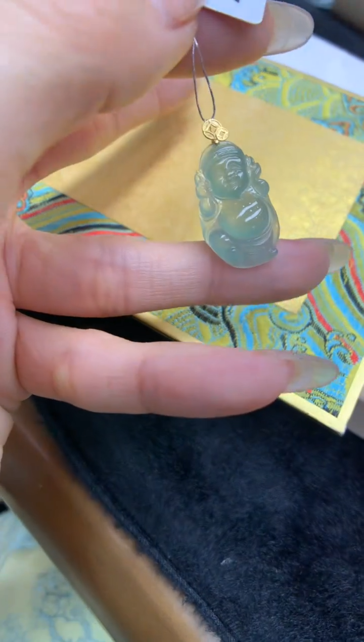 【闪购商品】翡翠颈饰18K金镶嵌财神