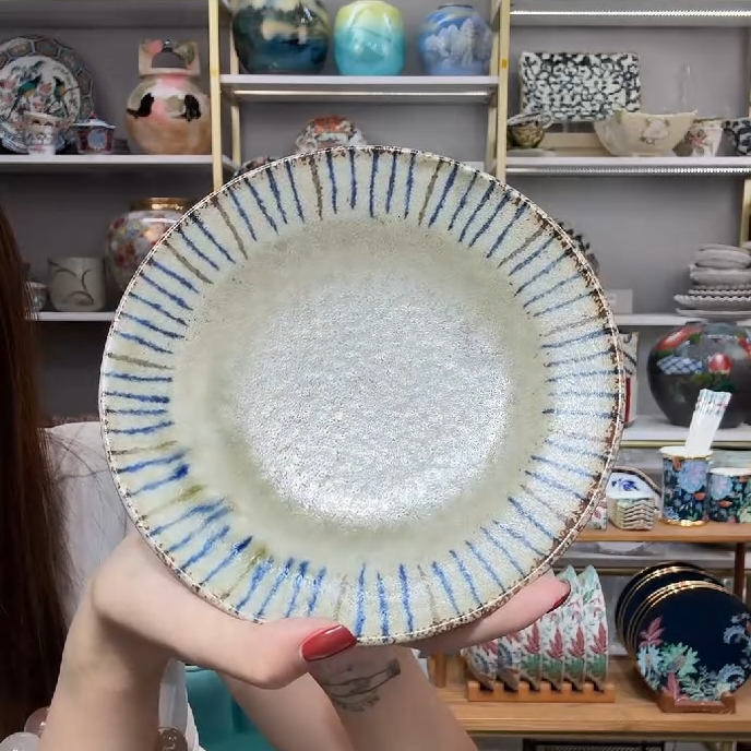 【2支】日本进口美浓烧松叶盘17cm