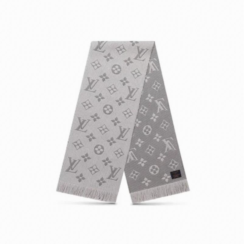 全新未使用 LOUIS VUITTON PARIS 羊毛满印围巾 灰色/OS
