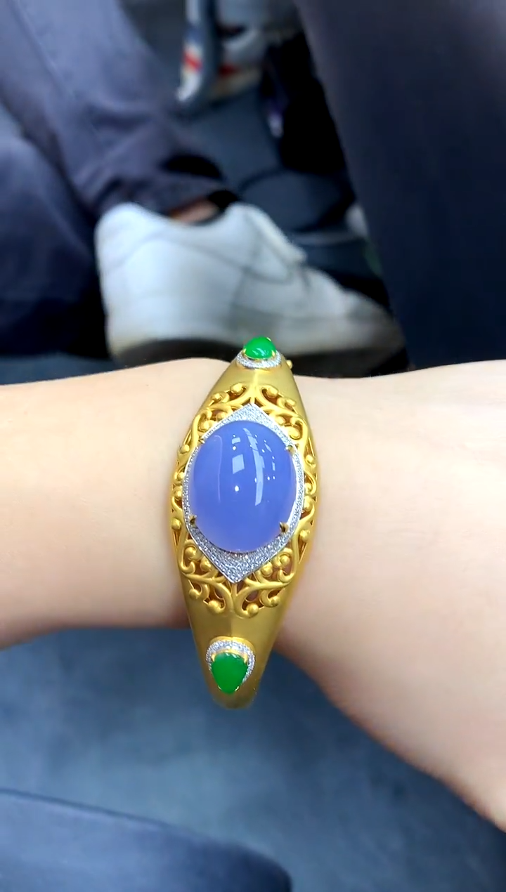 18K金镶嵌手镯翡翠382-中国好珍宝