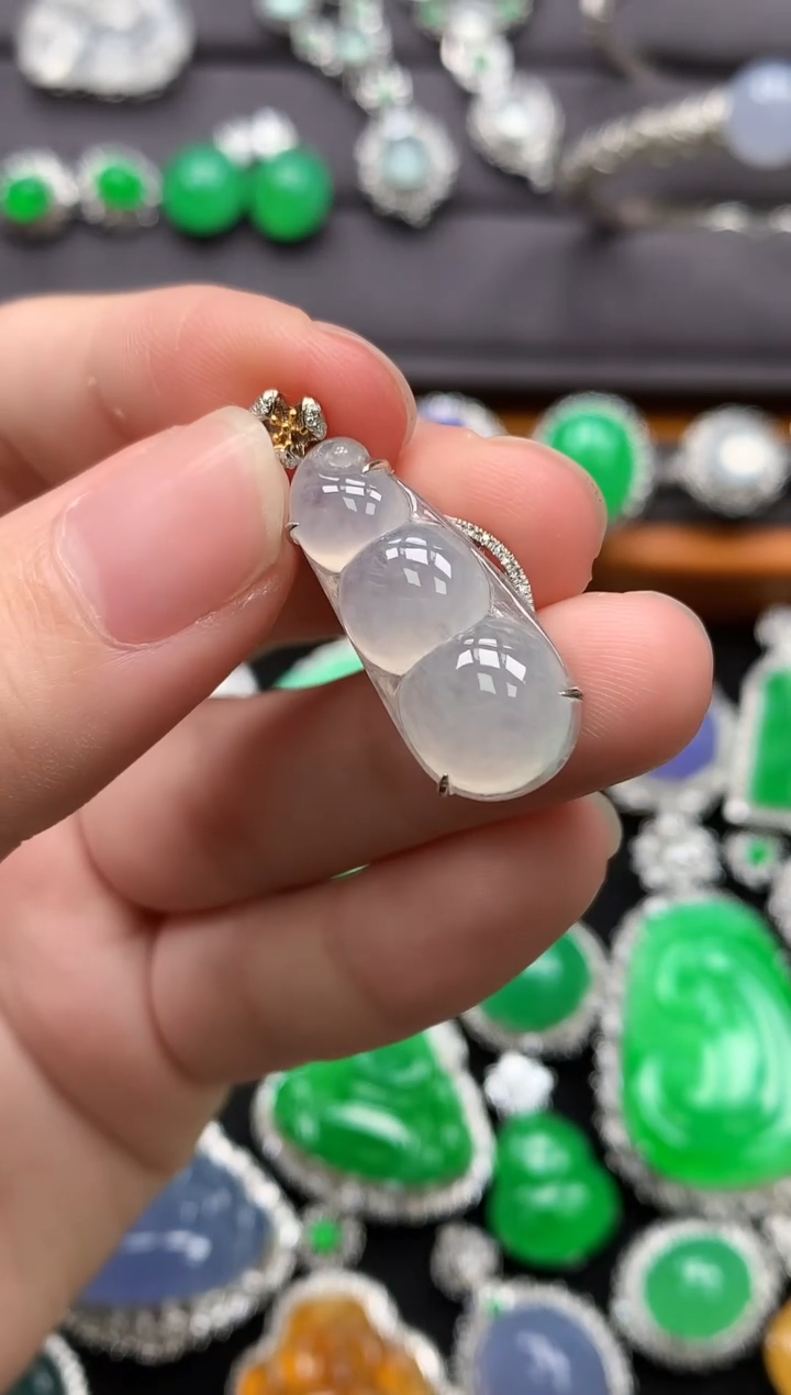 吊坠(不含链)18K金镶嵌翡翠翡翠
