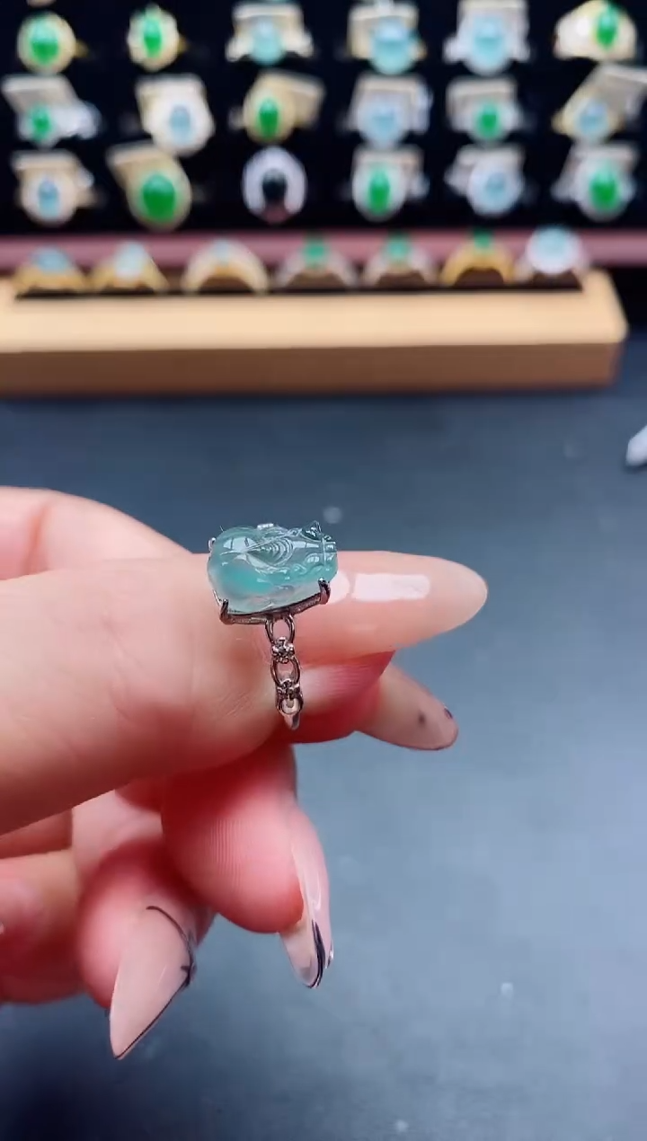 银S925镶嵌戒指翡翠1