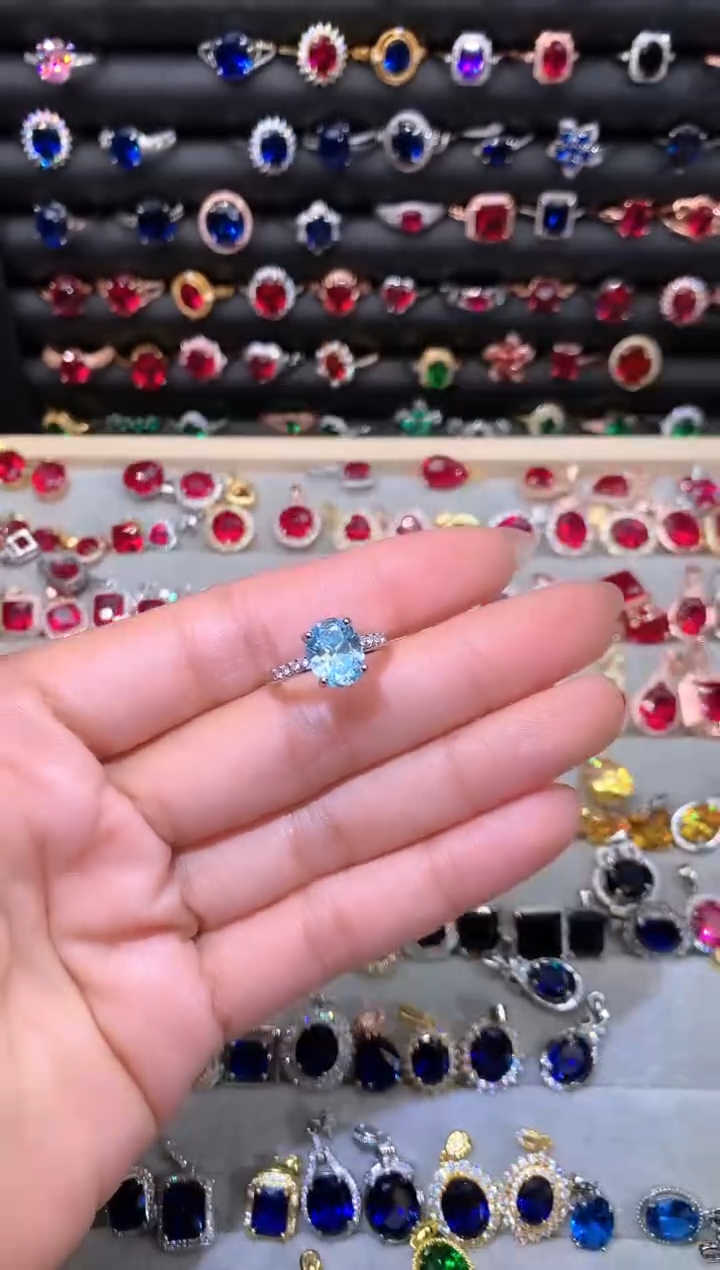 【闪购商品】海蓝宝石戒圈银S925镶嵌810