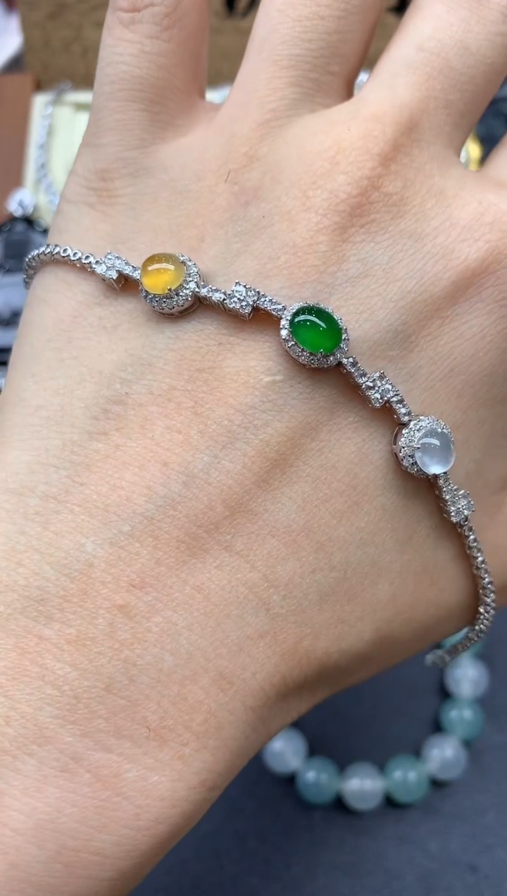 【闪购商品】翡翠手串18K金镶嵌553-中国好珍宝