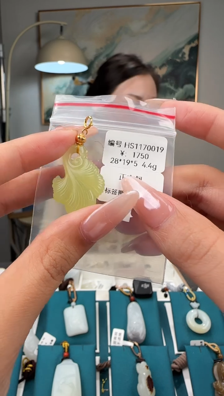 颈饰18K金镶嵌和田玉HS