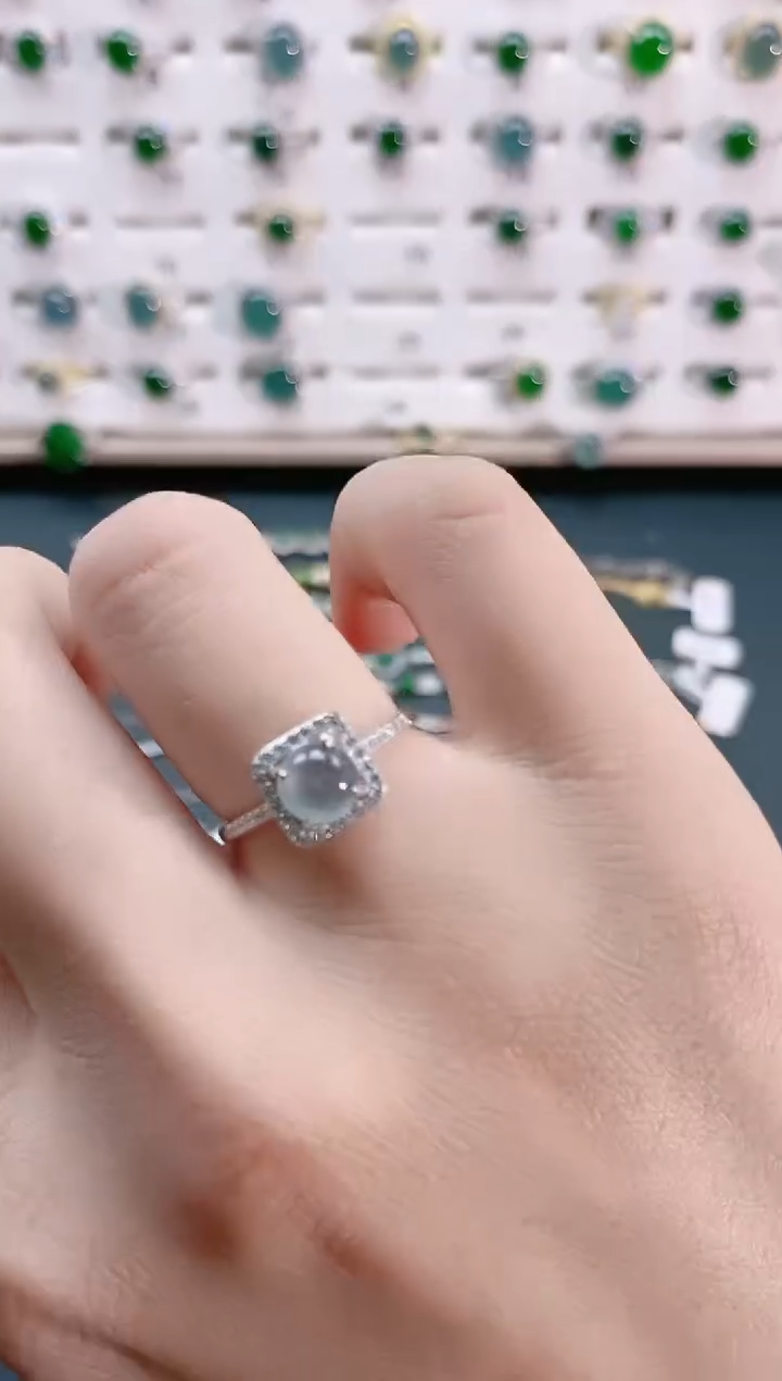 【闪购商品】翡翠戒指银S925镶嵌天然翡翠