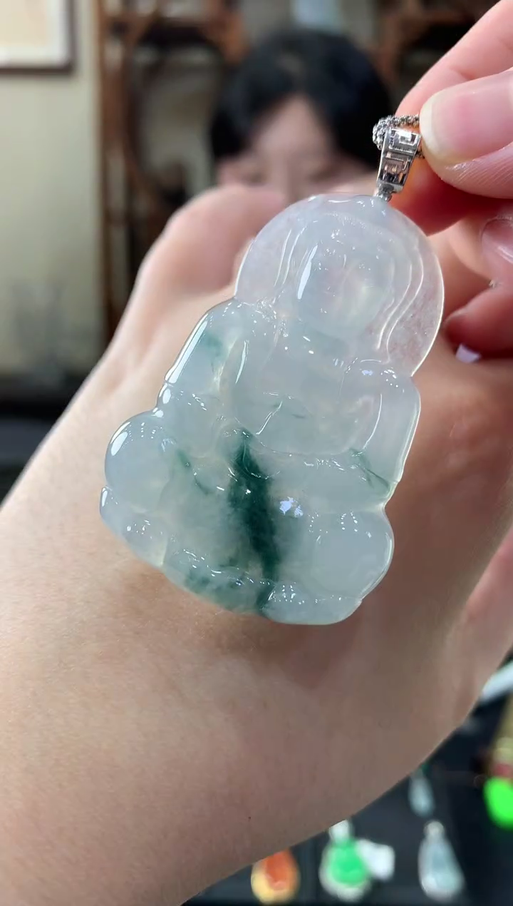 【闪购商品】翡翠吊坠(不含链)18K金镶嵌挂件