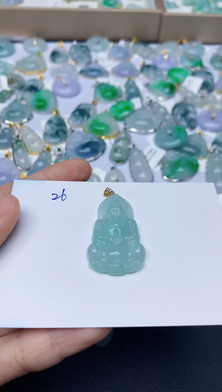 【闪购商品】翡翠颈饰18K金镶嵌天然翡翠A货   