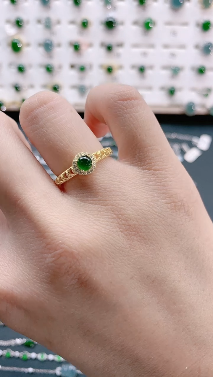 【闪购商品】翡翠戒指银S925镶嵌天然翡翠