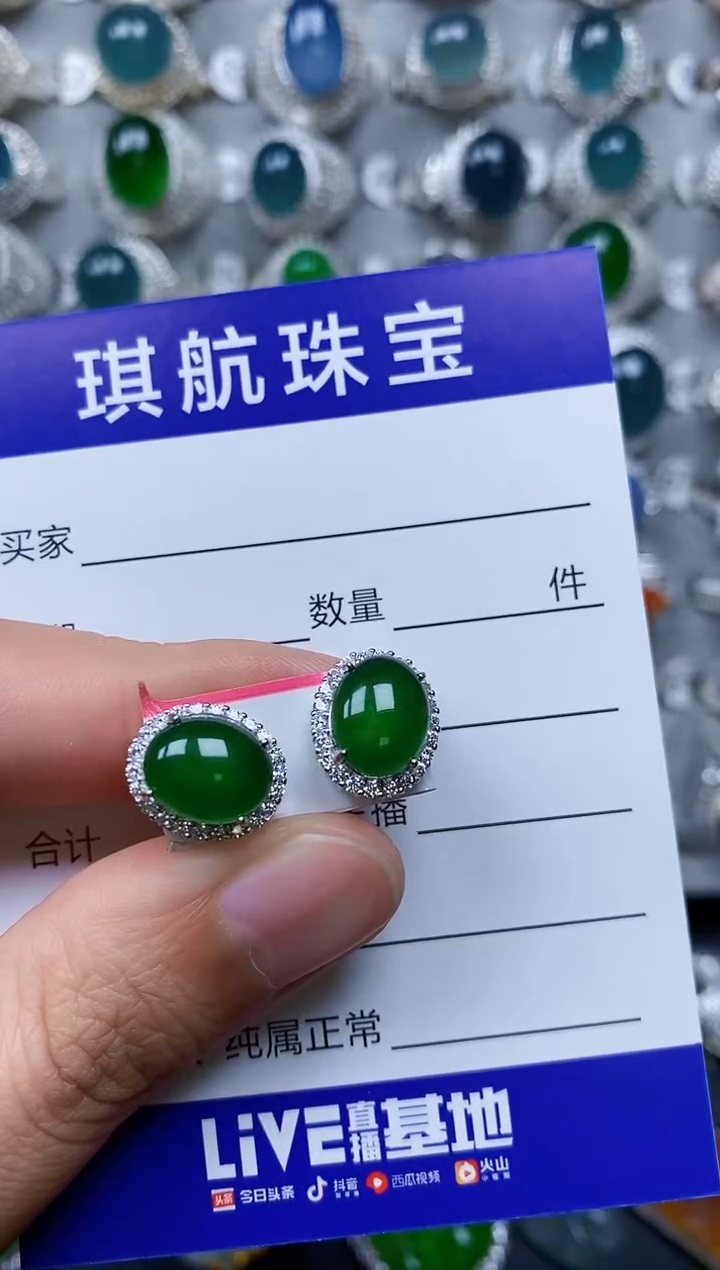 【闪购商品】翡翠耳饰银S925镶嵌0180