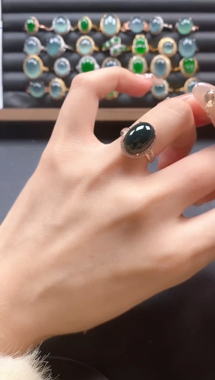 银S925镶嵌戒指翡翠5111