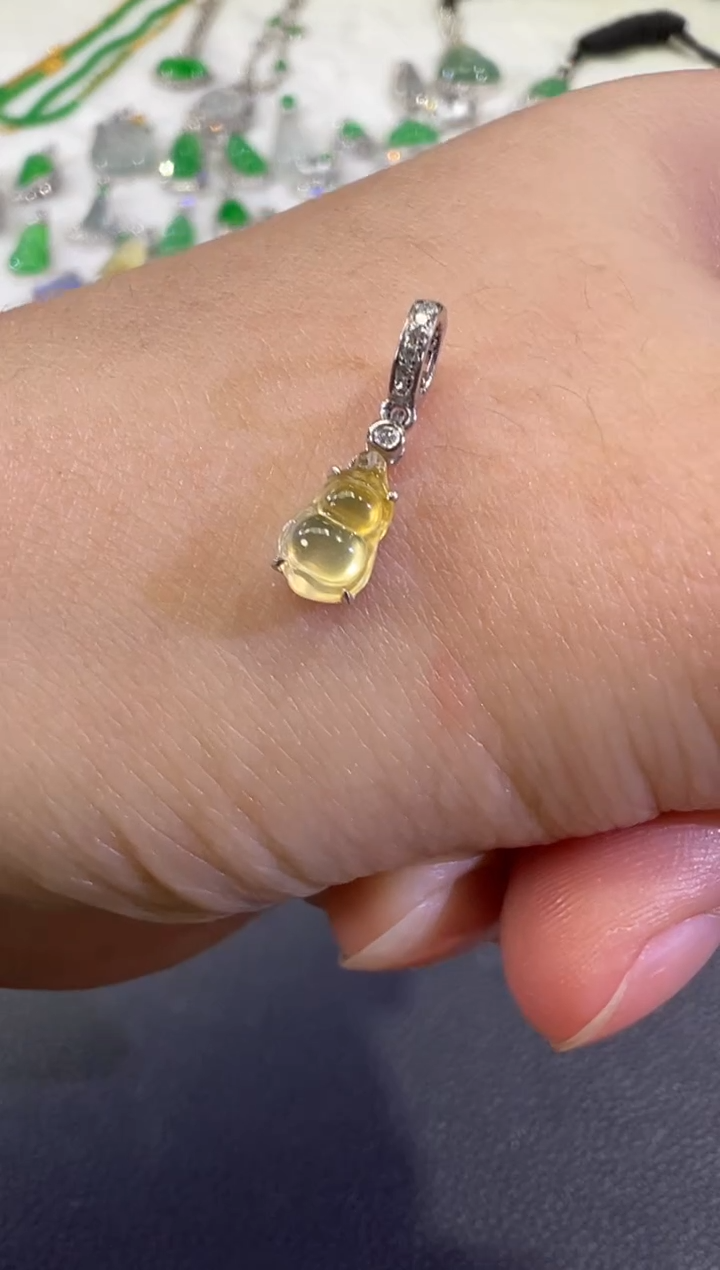 吊坠(不含链)18K金镶嵌翡翠B570|3980