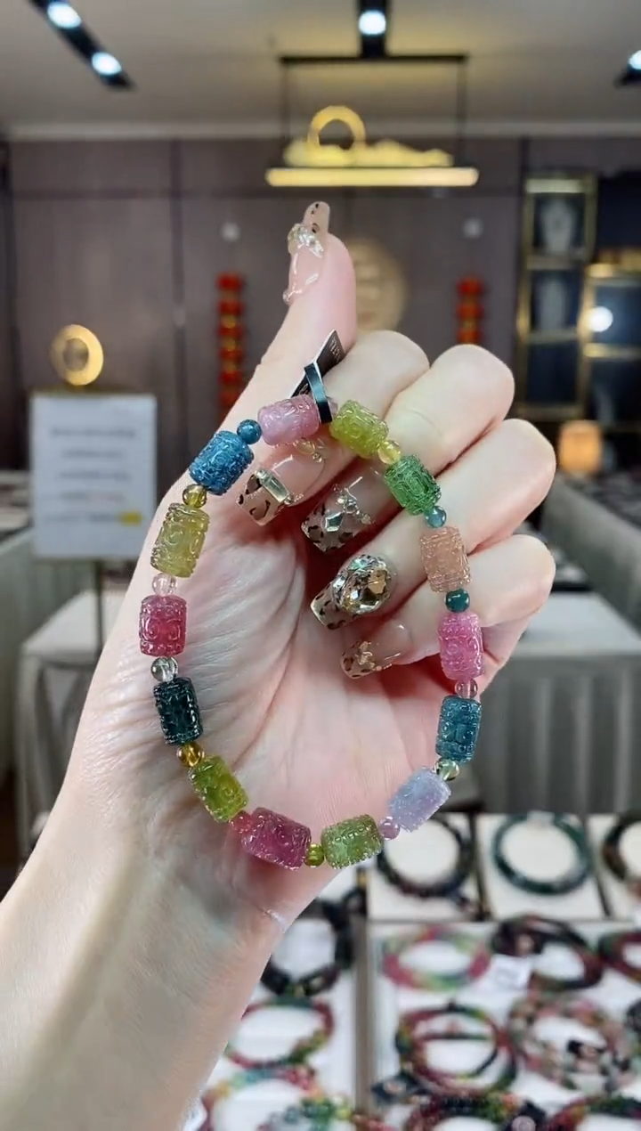 【闪购商品】碧玺桶珠单圈手串未镶嵌一物一证dan