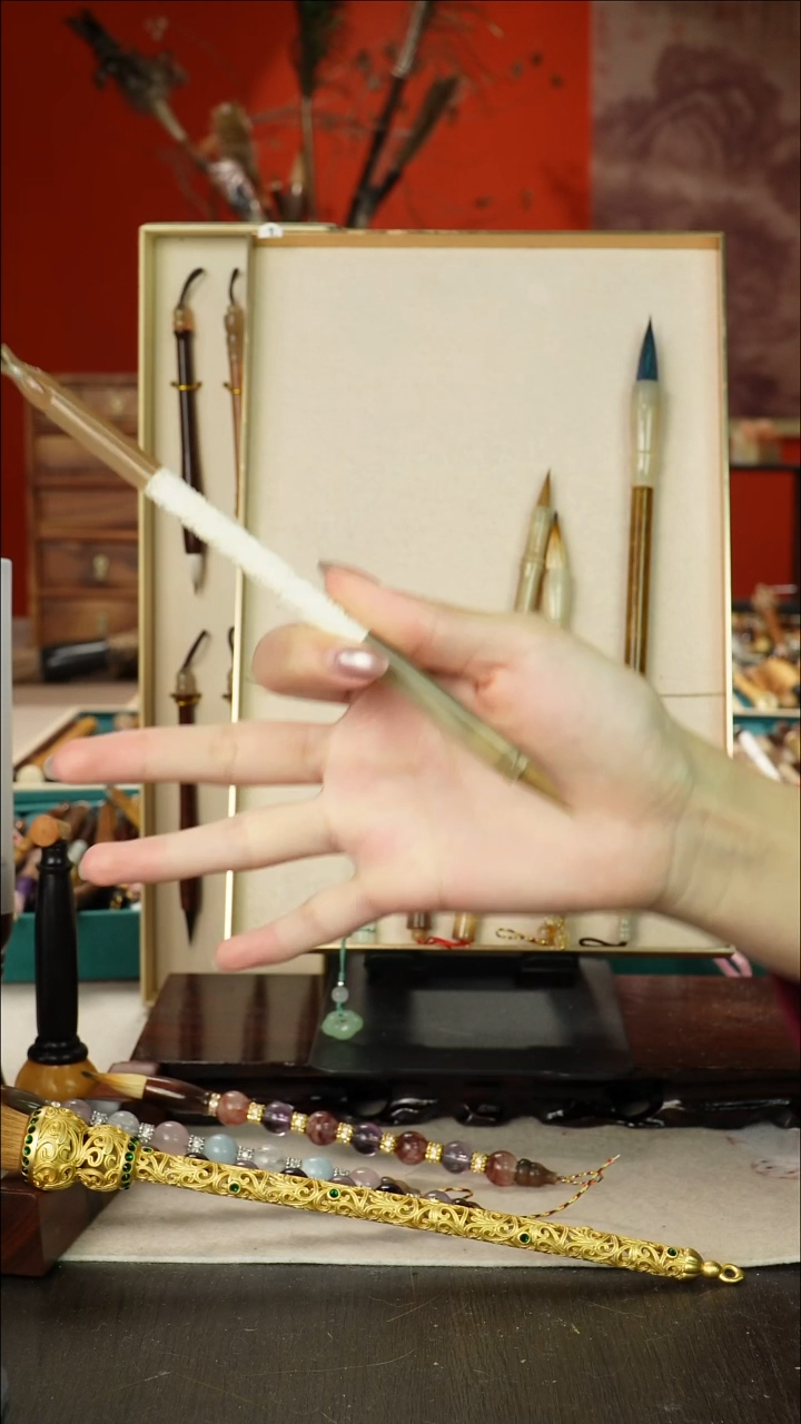 8号闪孤品高货毛笔链接 清水试笔 蘸墨不退