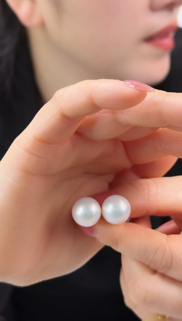 银S925镶嵌耳饰淡水珍珠12-13mm淡水珍珠耳钉