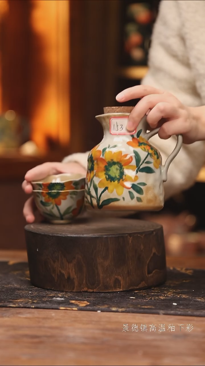 陶瓷景德镇高温釉下手绘陶瓷@L153@