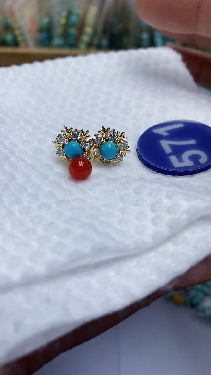 【闪购商品】玛瑙/玉髓耳钉未镶嵌571