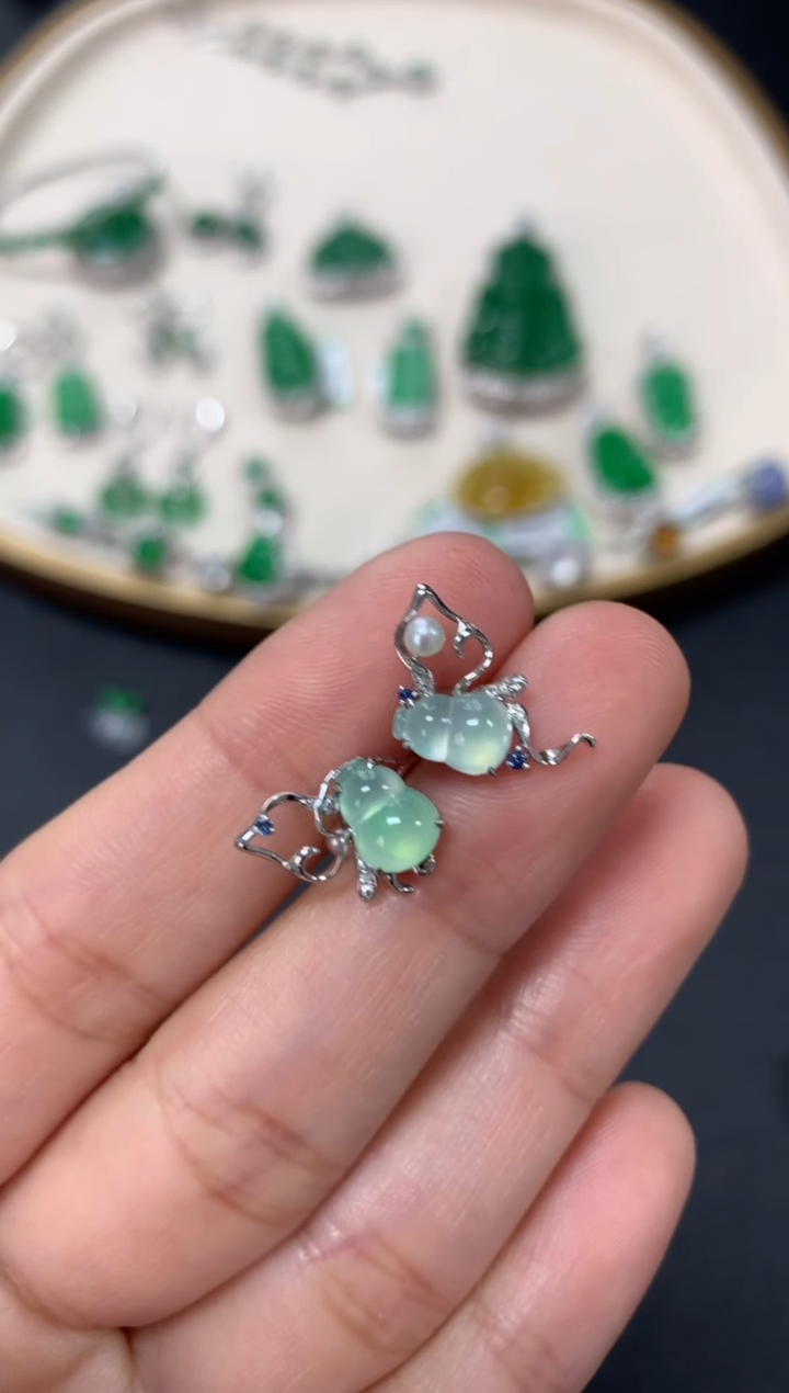 【闪购商品】翡翠耳饰18K金镶嵌耳饰2580