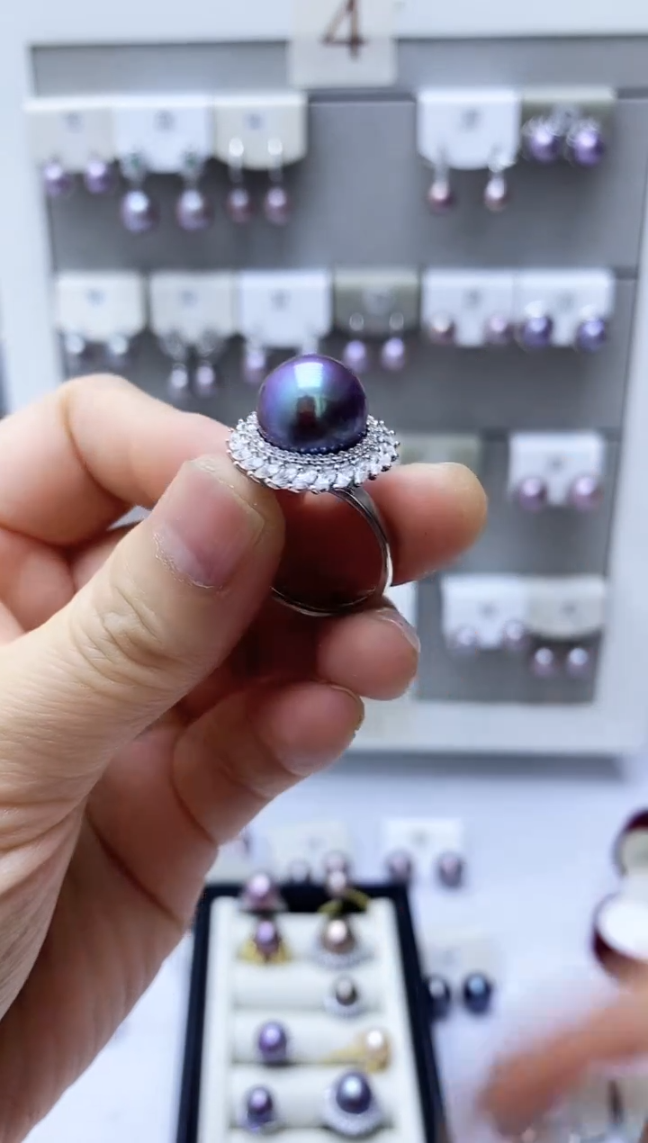 【闪购商品】淡水珍珠耳饰银S925镶嵌戒指
