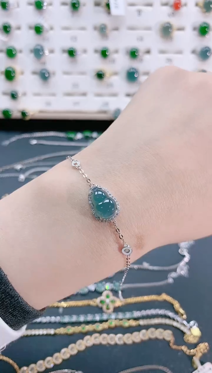 【闪购商品】翡翠手链银S925镶嵌天然翡翠