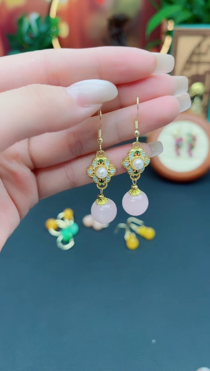 水晶耳饰银S925镶嵌214