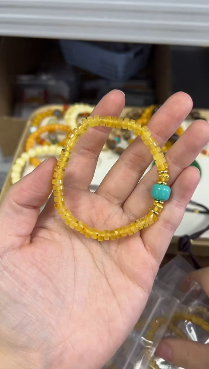 手链蜜蜡未镶嵌孤品奥利奥蜜蜡药片珠手链[6386]