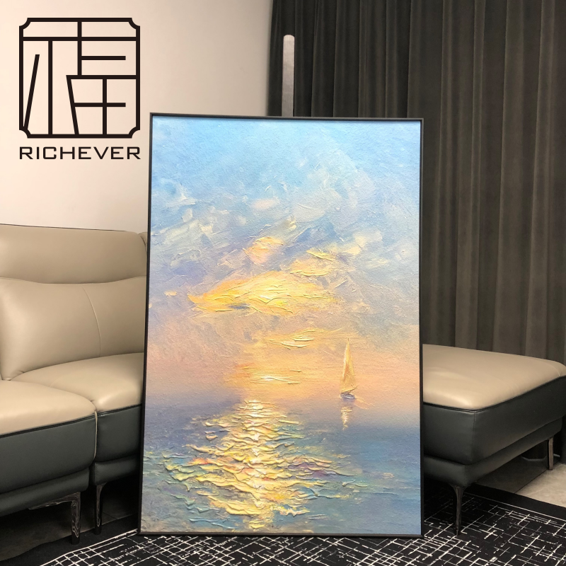 【一帆风顺】手绘立体肌理油画现代简约百搭客厅玄关多用装饰画