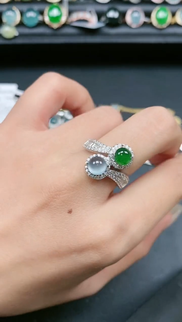 翡翠戒指银S925镶嵌1111111