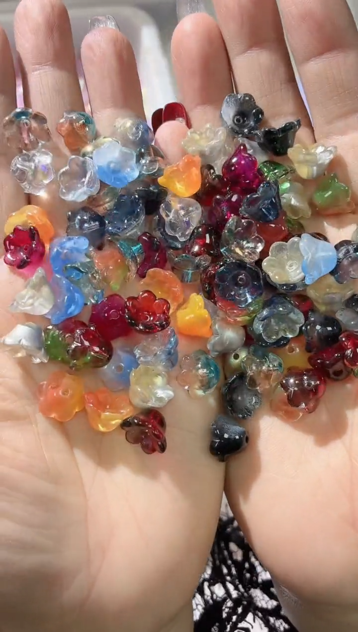 玻璃0737铃兰花100个所有颜色混全家福