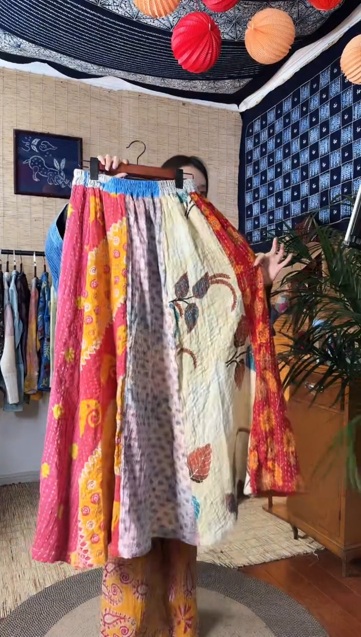 【闪购商品】设计师款红古布裙子