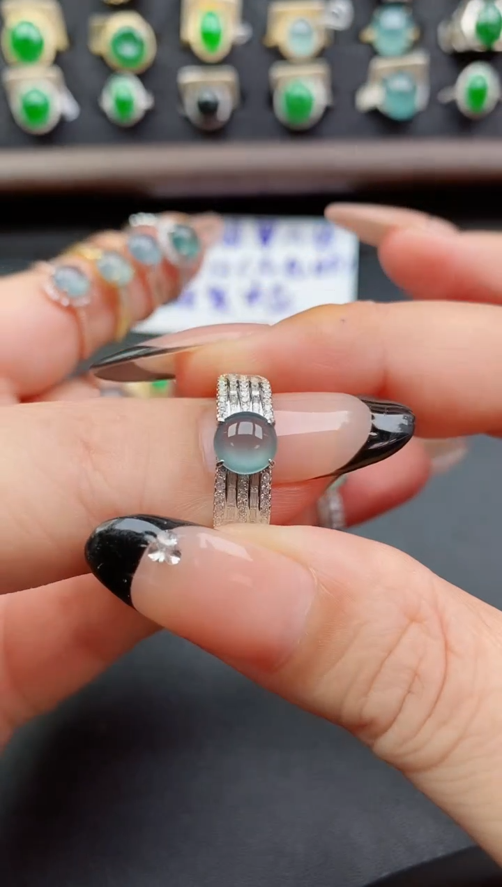 银S925镶嵌戒指翡翠1