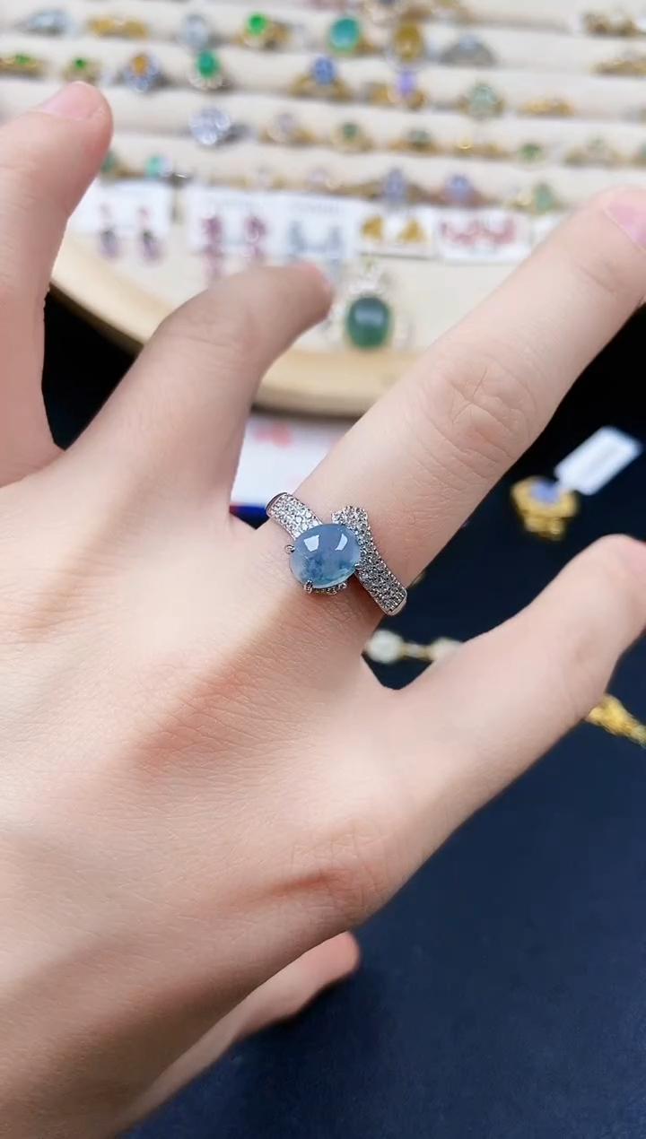 翡翠银S925镶嵌戒指54646