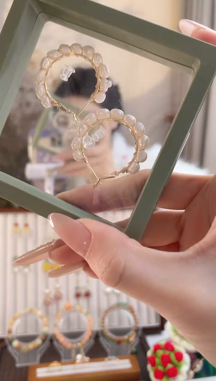 铜合金925银无珍珠耳圈