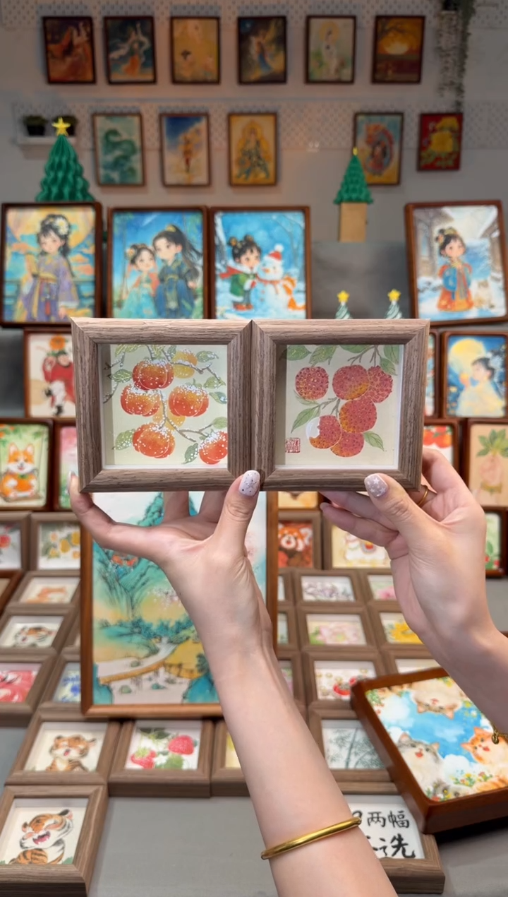 国画小雪柿 小荔枝 一组11