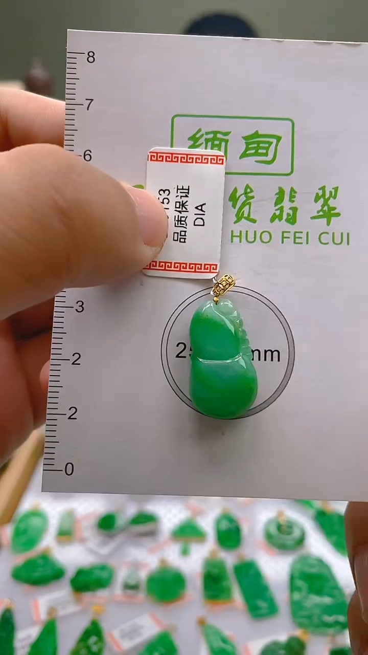 翡翠18K金镶嵌颈饰吊坠