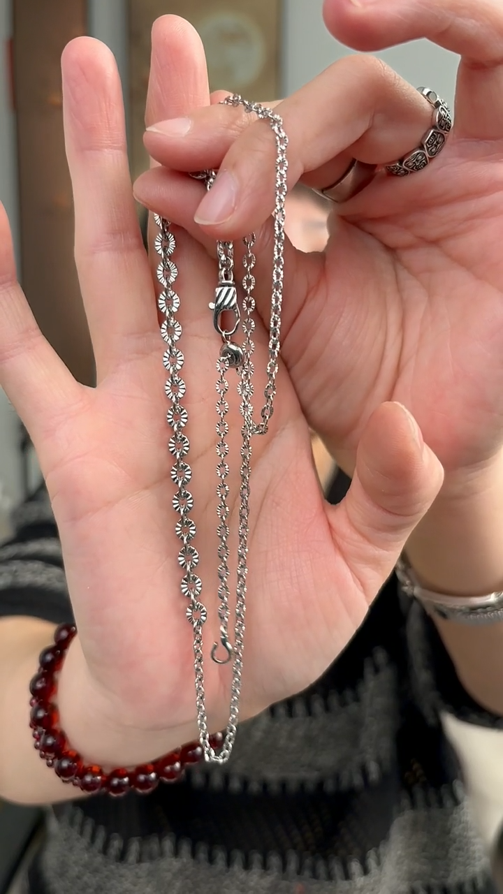 无链子925银纯银项链55厘米75