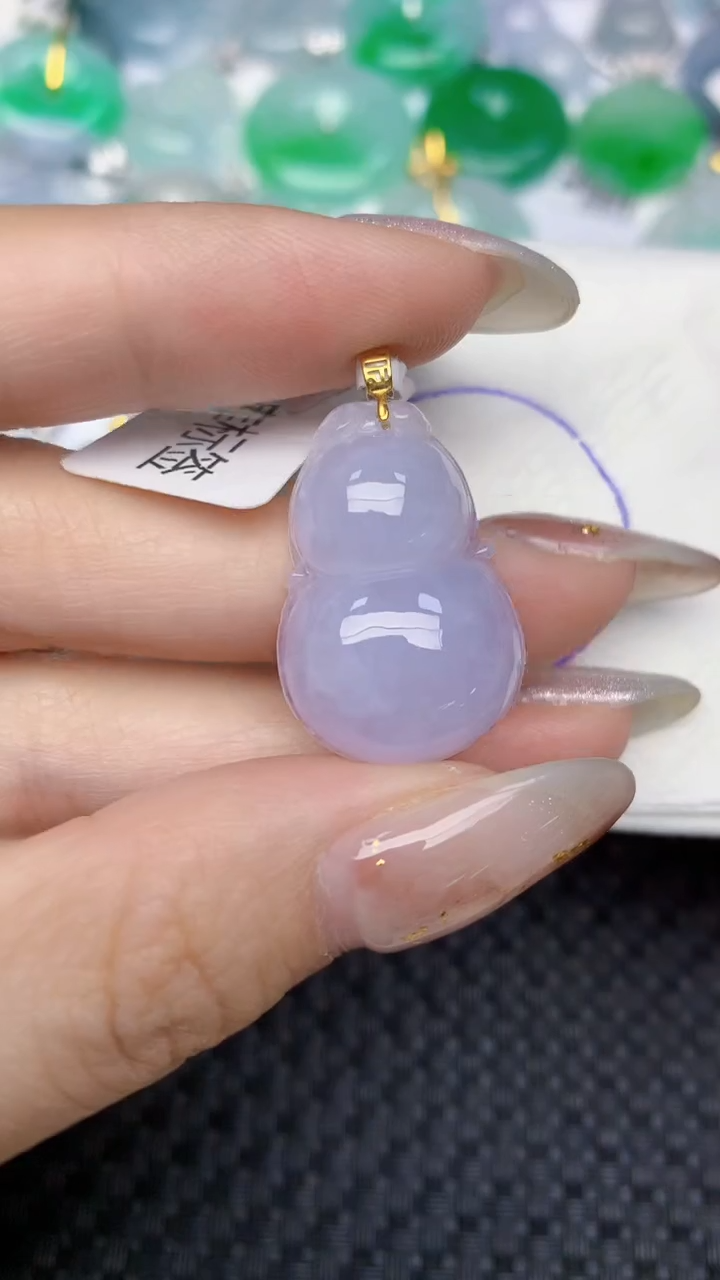 颈饰18K金镶嵌翡翠天然缅甸翡翠a货百元以上9元证书费自理